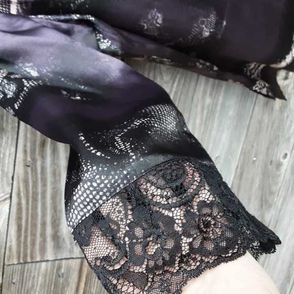 Oscar de la Renta pink label ladies purple & black pajama top size Med - Picture 4 of 9